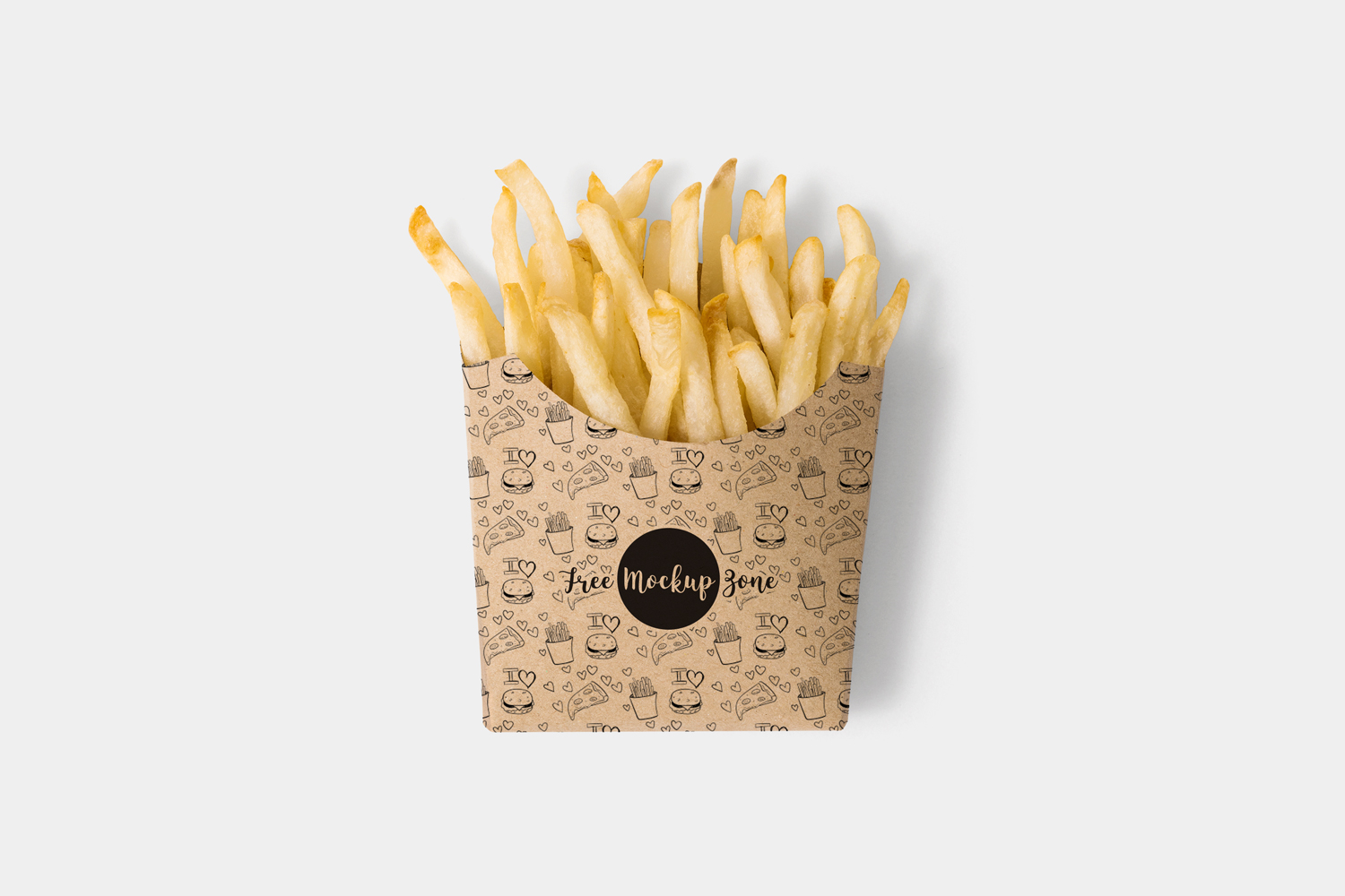 Matte Paper Medium Size French Fries Packaging Mockup - Half Side View -  Free Download Images High Quality PNG, JPG