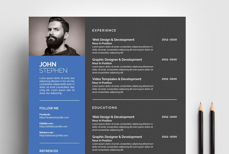 21 Handsomely Created (Dark) PSD Resume Templates