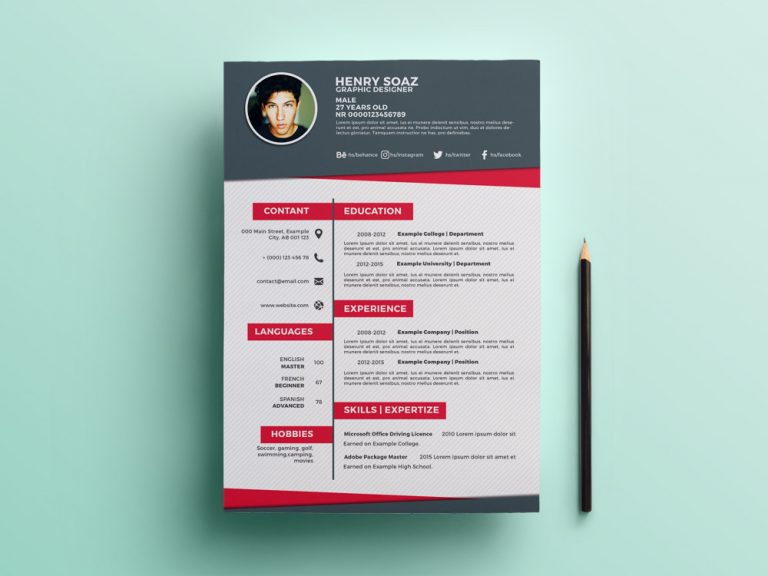 21 Handsomely Created (Dark) PSD Resume Templates