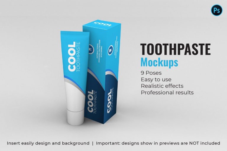 15+ Realistic Toothpaste / Cosmetic Tube Mockup Templates