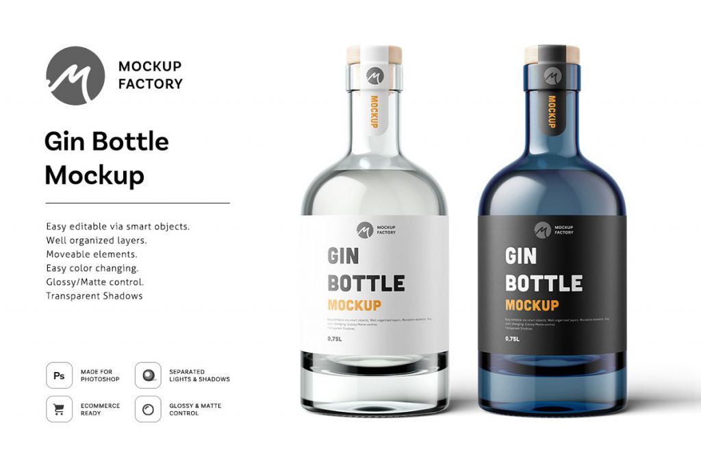 Download 30+ Mind Blowing Gin Bottle PSD Mockup Templates | Decolore.Net