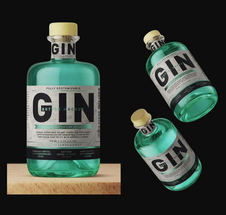 Download 30+ Mind Blowing Gin Bottle PSD Mockup Templates | Decolore.Net