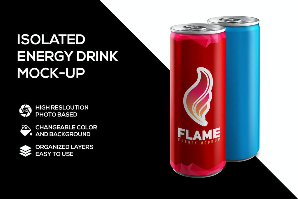 45+ Powerful Energy Drink Can Mockup Templates - Decolore