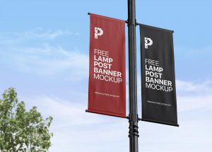 30+ Lamp Post Banner PSD Mockup Templates - Decolore