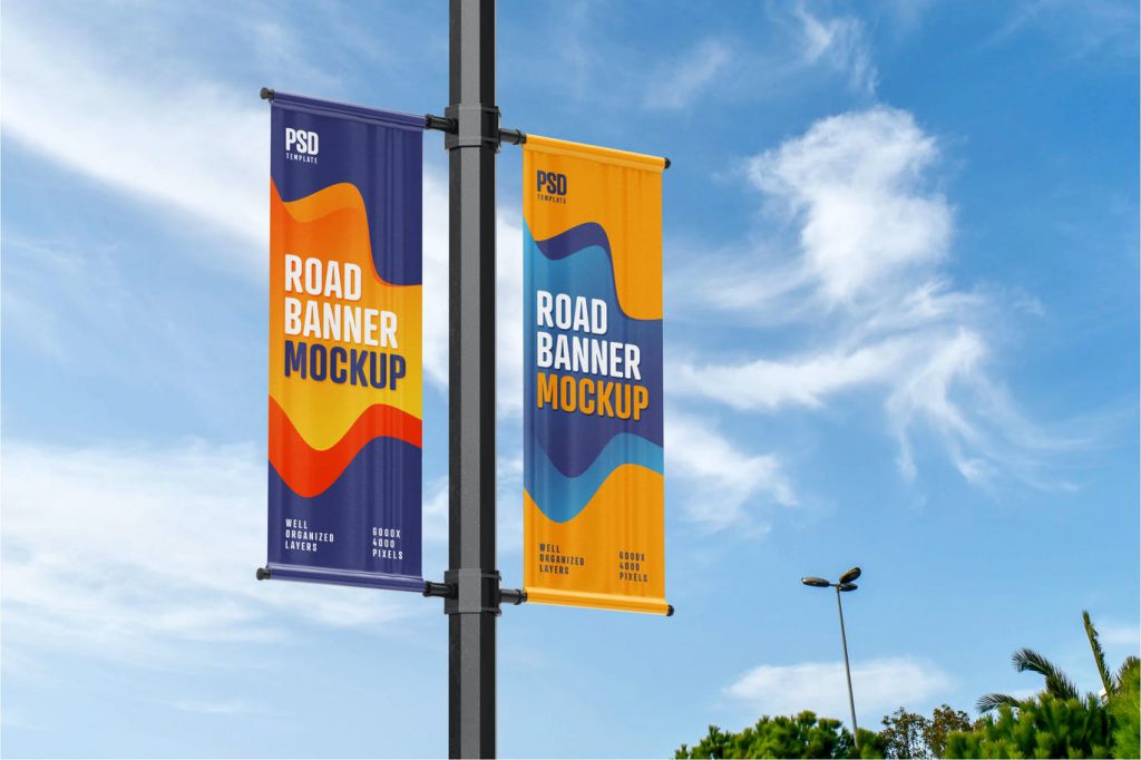 30+ Lamp Post Banner PSD Mockup Templates - Decolore