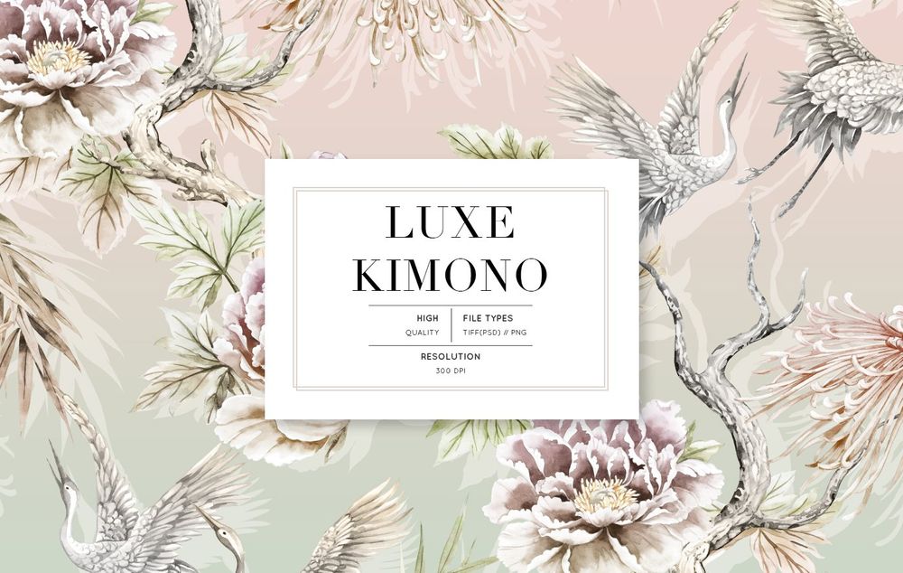 A luxe kimono patterns and motifs set