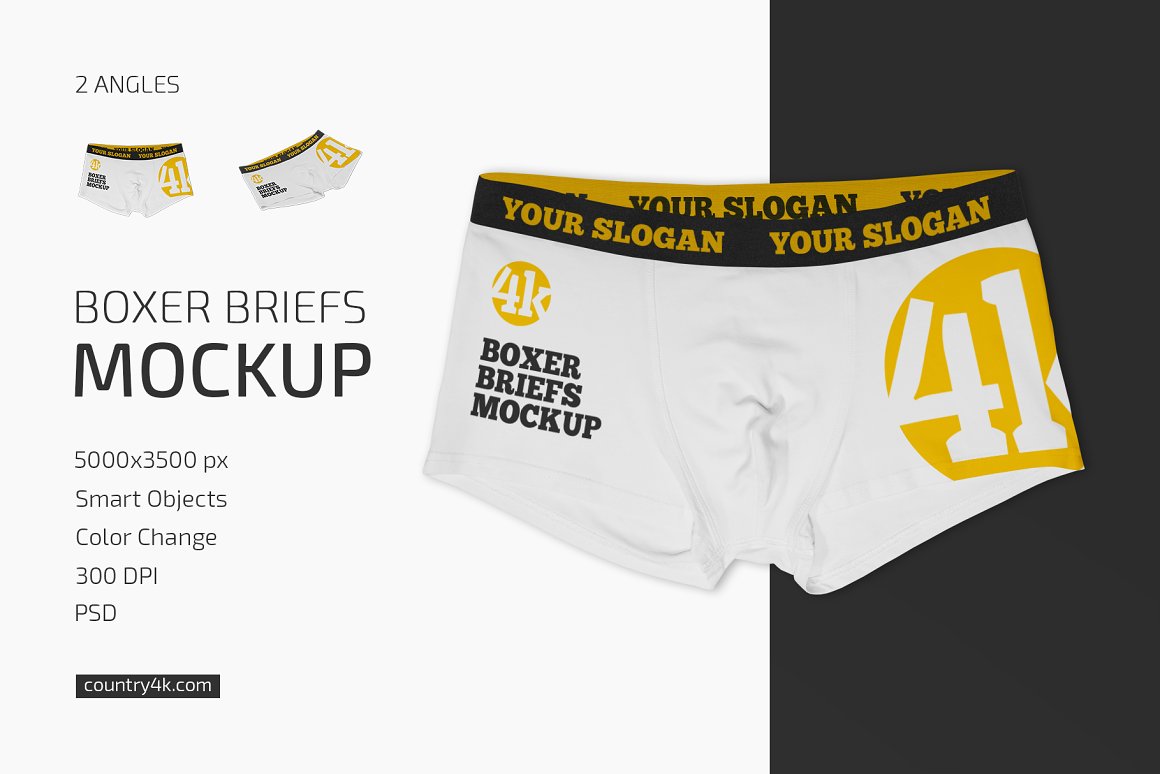 Boxer Briefs Mockup - Front View - Free Download Images High Quality PNG,  JPG - 18448
