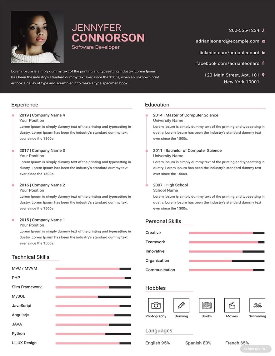 The software developer resume templates free