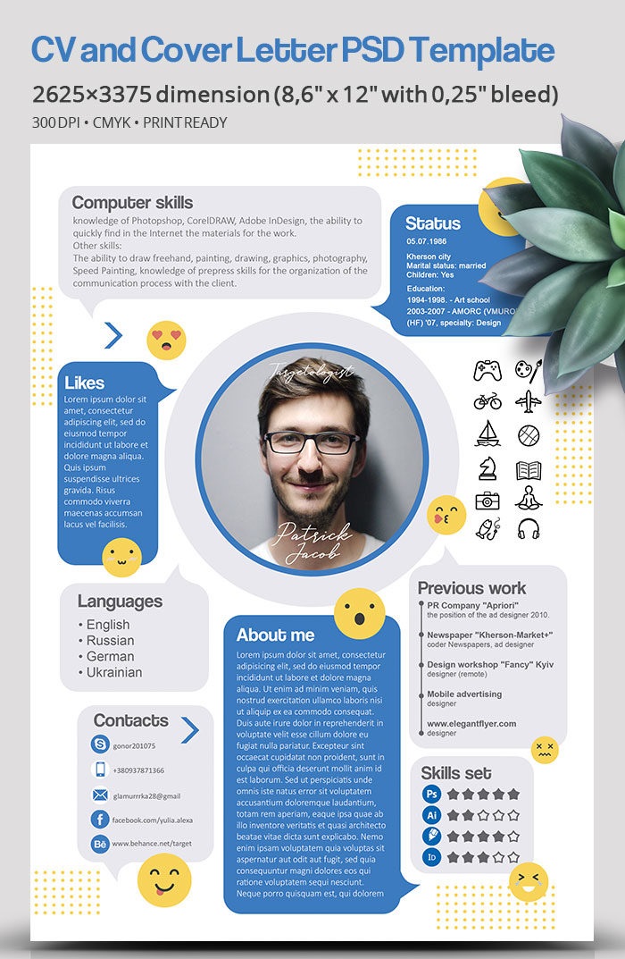 A free cv and cover letter psd template