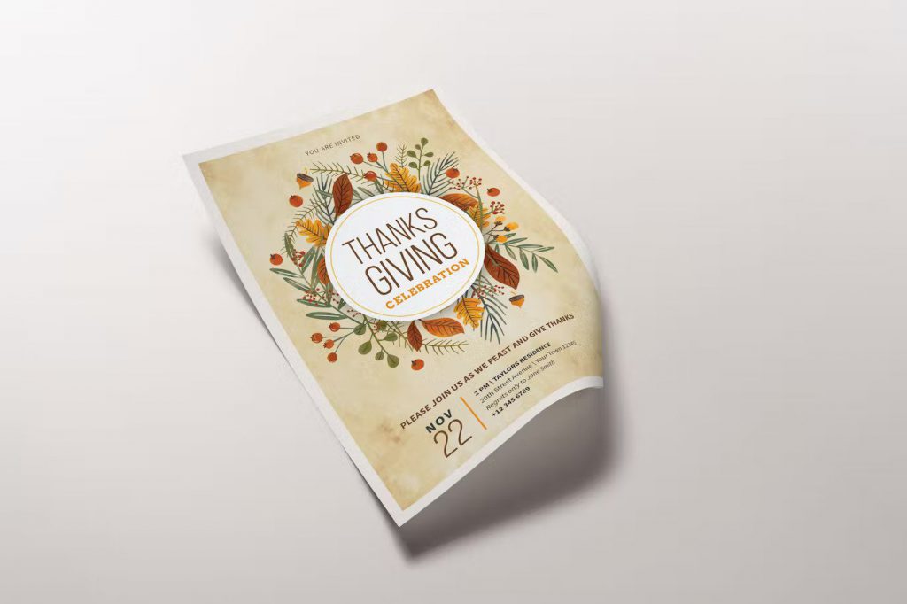 Floating Thanksgiving flyer with plants
