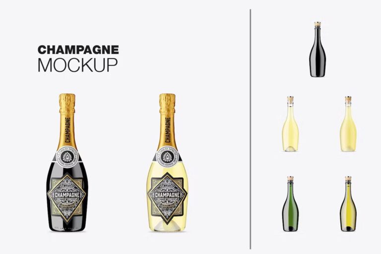 20+ Best Champagne Bottle PSD Mockup Templates - Decolore